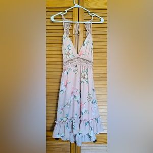 Boho pink floral summer dress.
